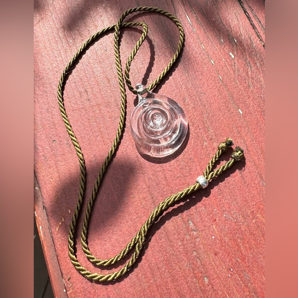 Gimaguas Glass Spiral Necklace on Silk Cord with silver bead.